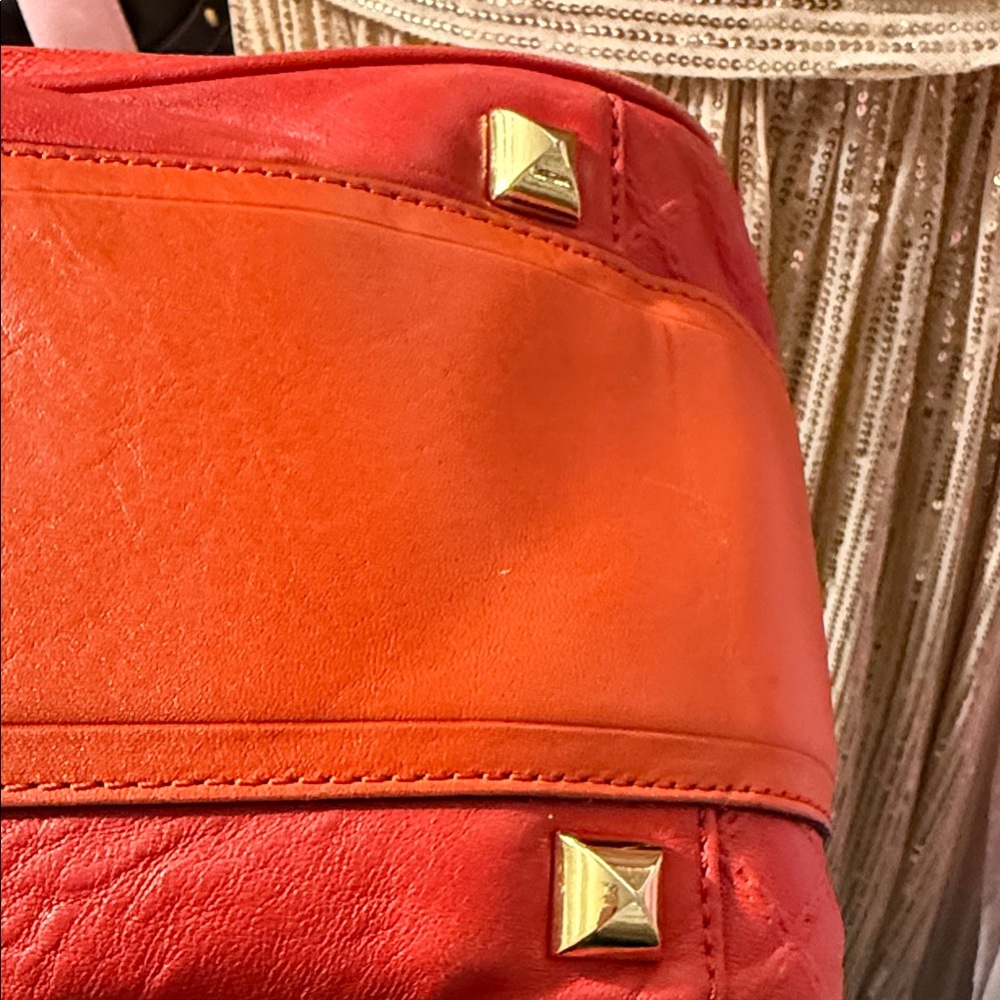 L.A.M.B. Red & Orange Alston Saddle  Y2K White Era Handbag - Picture 14 of 16